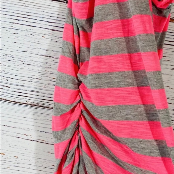 Lipstick Tank juniors Sz Medium Neon Hot Pink Gray Stripes Ladies Shirt Slimming - Picture 8 of 11